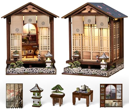 CRESYMME Book Nook Kit, DIY Miniatur Haus Puppenhaus Bausatz Bücherregal Deko für Jugendliche und Erwachsene（Das Zen-Gartenhaus）