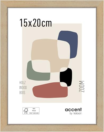 accent by nielsen Holz Bilderrahmen Zoom, 15 x 20 cm, Gold | Holz Fotorahmen im Hoch- & Querformat zum Auftstellen und Aufhängen Gold gebürstet Echtglas