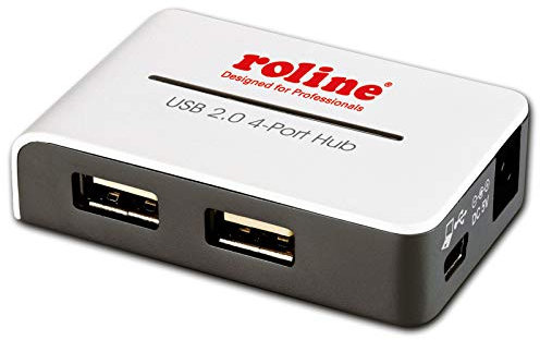 ROLINE USB 2.0 Hub Black and White, 4 Ports, mit Netzteil