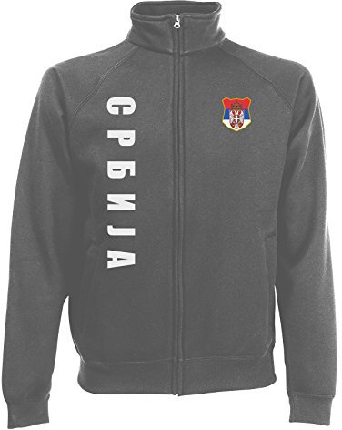 AkyTEX Serbien Srbija EM-2020 Sweatjacke Wunschname Wunschnummer Graphit M