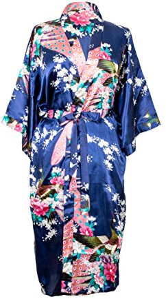 CCcollections Motif Paon et Fleurs, 16 Couleurs différentes, Lingerie, Nuisette, Robe de Chambre, Demoiselle d'honneur, Enterrement de Vie de Jeune Fille (Bleu Marin (Navy Blue)), taille unique