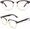 CGID 50er Jahre Retro Nerd Brille Halbrahmen Hornbrille Stil Rockabilly Streberbrille,Braun