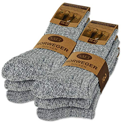 6 Paar Norweger Socken mit Wolle Damen & Herren Wintersocken Schwarz Grau Anthrazit 10500 (Grau 39-42)