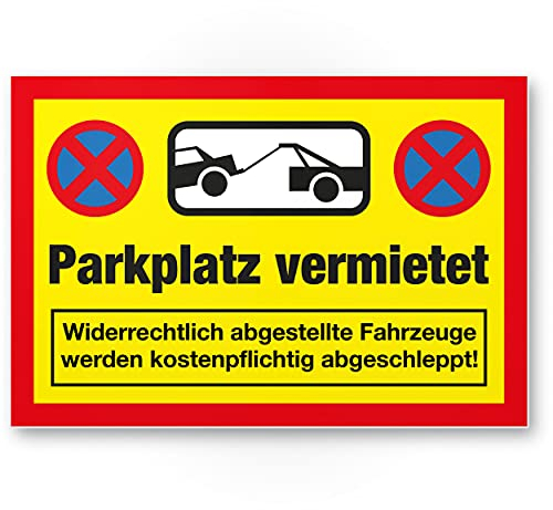 Komma Security Parkplatz vermietet Schild 30 x 20 cm Parkverbot Schild Parken Verboten Hinweisschild Privatparkplatz reserviert - freihalten Parkplatzschild vermietet - Falschparker