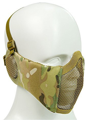 Airsoft Masque De Protection Ventilé Tactique Visage Moitié Camouflage Masque Avec Les Sangles Réglables et de Protection pour Oreilles Pour Paintball CS Chasse Paintball Tournage Halloween Cosplay