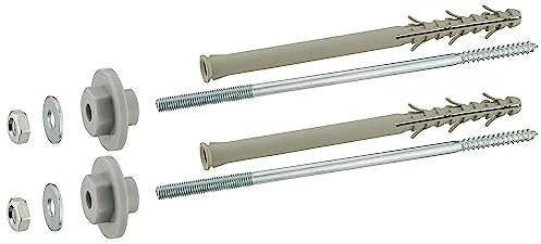 Tornillo de fijación para lavabo en pared aislada con poliestireno | 8x220 mm | Incluye tarugos de 10x160 mm | Set de 2 unidades para instalación segura y estable | NOYON & THIEBAULT