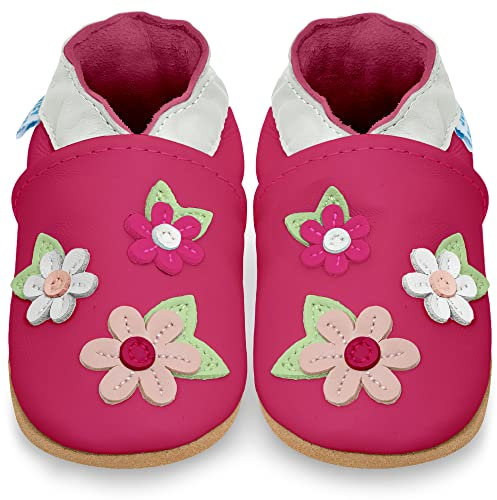 Scarpe Bambina - Scarpe Neonata in Morbida Pelle - Scarpine Neonato Primi Passi - Ciliegio Rosa - 2-3 Anni