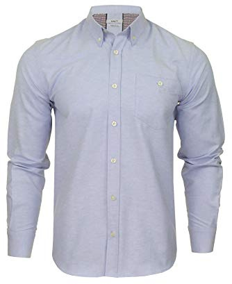 Xact Men's Oxford Long Sleeved Shirt, Button-Down Collar, Cotton Rich, Regular Fit (Sky Blue) M
