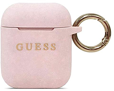 Guess GUACCSILGLLP La custodia in silicone protegge la docking station per cuffie wireless Apple AirPods, rosa