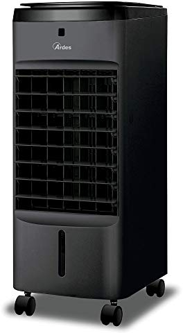 Ardes AR5AMR08 Penny - Refrescador evaporativo de medio ambiente con ruedas digitales, temporizador y mando a distancia, capacidad del depósito, 4 L, color negro