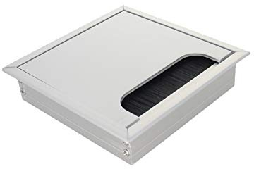MroMax Kabellochabdeckung, 120 x 120 mm, Aluminiumlegierung, quadratisch, Kabelauslass-Einsatz für Draht-Organizer, weiß, 1 Stück