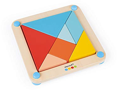 Janod - Essentiel - Das Tangram - Lernspiel aus Holz Babys und Kleinkinder - Farbe auf Wasserbasis - Ab 2 Jahren, J05070, Schwarz