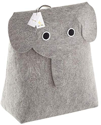 Znvmi Groß Faltbar Wäschekorb Filz Wäschesammler Kinderzimmer Aufbewahrungskorb Elefant Aufbewahrungstasche Baby Spielzeugkiste mit Griff - Hellgrau