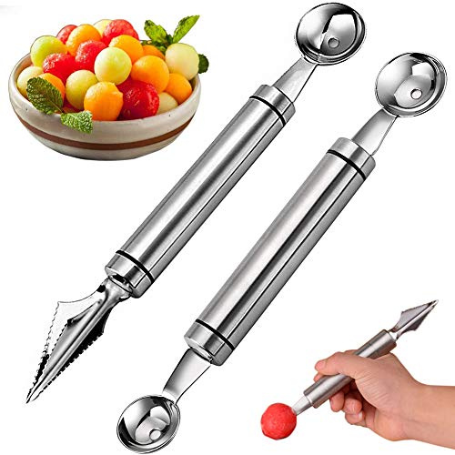 Strumento per intagliare la frutta, strumento per scavare la palla, strumento da cucina multifunzione in acciaio inossidabile, strumento per insalata fai-da-te, set da cucina in acciaio inossidabile 2