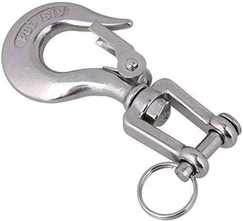 POFET Gancio Girevole in Acciaio Inossidabile Con Chiusura a Gancio per Carico Catena - Accessorio di Sicurezza Con Carico di Lavoro 650 kg