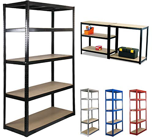 Garage Shelving Units,5 Tier Super Strong Heavy Duty Storage Shelves Metal Shed Utility Racking,175KG Per Shelf, For Workshop Warehouse Shed Office Storage (Galvanised, 150cm x 70cm x 30cm)