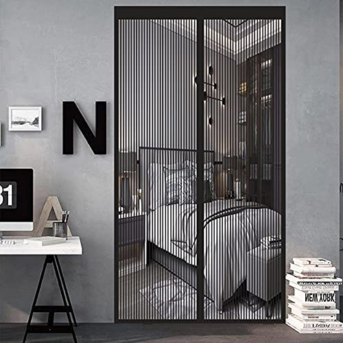 HGPFCB Magnet Fliegengitter tür Insektenschutz，Magnetisches Moskitonetz，Automatisches Schließen，für Balkontür und Terrassentür und Kellertür -black-150x220cm(59x86inch)