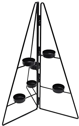 Teelichthalter -Xmas Tree- Metall 38x15cm schwarz Weihnachten Dekoration