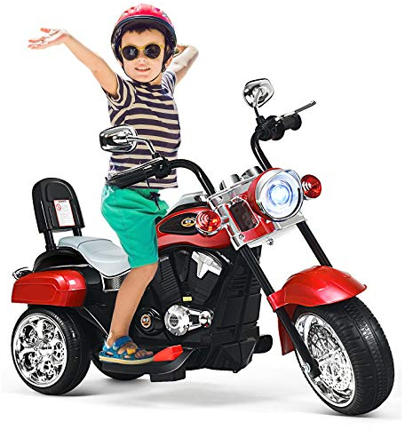 GOPLUS 6V Elektromotorrad für Kinder, Dreirad Kindermotorrad mit Vor-und Rückwärtsschalter, Elektrisches Motorrad, Mortorcycle, Elektrofahrzeug für Kinder ab 3 Jahre (Rot)