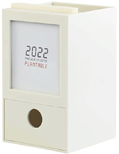 YMXWFC Tischkalender 2022 Multifunktionsschreibtischkalender 2022,2 in 1 hölzerner Bleistifthalter und Kalenderschreibtisch liefert Organizer, niedliche Desktop-Dekoration Rekordzeit (Color : White)