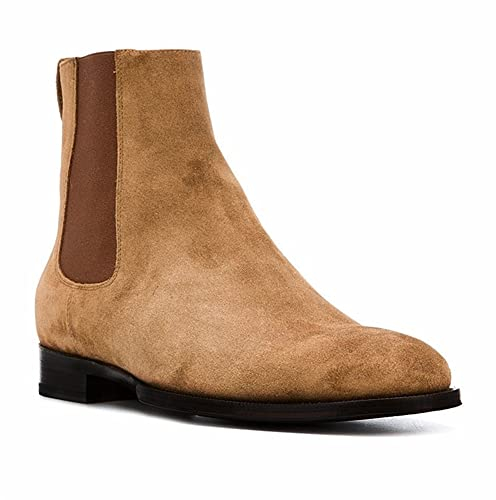 Stivaletto da Uomo Casual Classici Chelsea Stivali Antiscivolo Vintage Slip-on Mocassini 39-48 EU (42,Giallo)
