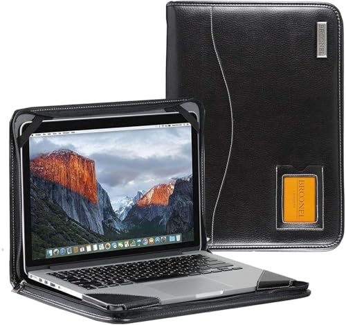 Broonel - Contour Series - Schwarz Leder Laptop Fall/Hülse - Kompatibel mit dem ASUS Zenbook UX510 Multimedia Notebook