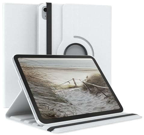 EAZY CASE - Custodia per iPad 10,9 10. Gen tablet Cover protettiva Smart Cover Supporto rotante Astuccio pieghevole 360° girevole con funzione stand Similpelle Bianco