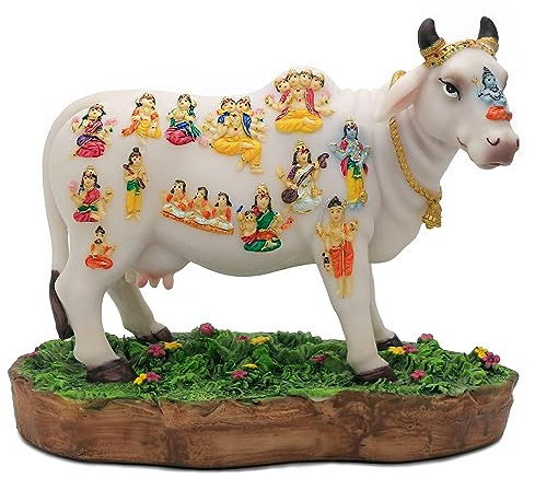 Indische Gott, Kuh, Nandi-Statue, 21,6 cm lang, indisches Idol, Nandi-Figuren, Geschenke für indische Männer, Frauen, Freunde, Familie, Diwali, Geschenk, Murti Pooja, Artikel, Zuhause, Büro,
