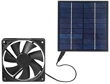 HEZHU Gewächshauslüfter Solarlüfter,Solarbetriebener Ventilator Abluftventilator Solar Air Extractor Ventilator Solarpanel Abluftventilator 6V für Geflügelhaus Gewächshaus Haustierhaus