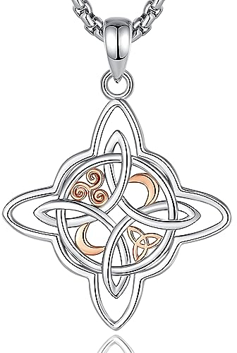 AEONSLOVE Colgante Nudo de Bruja Plata de Ley 925 para Mujer Collar de Nudo de Bruja Amuleto de Proteccion Joyas Celta Irlandés Brujeria Objetos