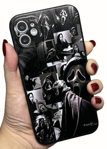 Scream Horror Movie Anime Printed Case for iPhone 11 6.1'', Fashion Cool Skull Skeleton Ghost Face Pattern for Women Men Boys Girls, Cute Soft TPU Silicone Shockproof Phone Case for iPhone 11