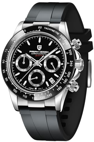 Pagani Design Herrenuhr VK63 Uhrwerk Daytona Chronograph Herren Hommage Quarz Uhr Keramik Lünette Sport Edelstahl/Gummi Bänd wasserdichte Taucheruhren Herren