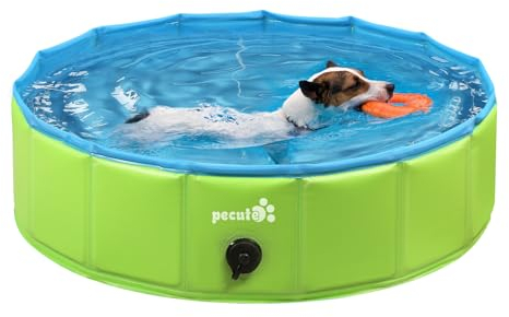 Pecute Dog Paddling Pool, Sturdy Foldable Dog Swimming Pool with Handle - Indoor Outdoor Portable Dog Bath Tub Children Ball Pits Sandbox Bathing Pool For Garden Patio Bathroom(80 * 20cm)