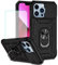 Jhxtech for iPhone 13 Pro Case 6.1 Case with Tempered Glass Screen Protector and Slide Camera Cover, Magnetic Ring Car Mount Holder Kickstand Protective Cases Cover for Apple iPhone 13 Pro Black