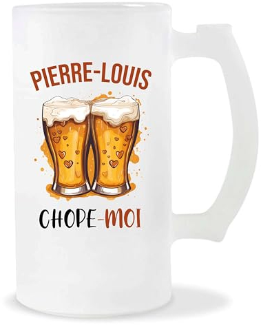 Planetee Chope de bière Pierre-Louis Chope-moi | Pinte Couple Saint Valentin Anniversaire Cadeau Romantique