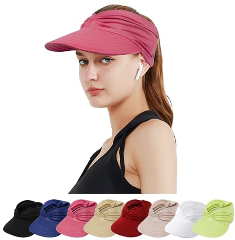TAGVO Visera Mujer Verano,Gorro Anti-UV para Plegable Sombrero Peso Ligero Visera De Playa para el Sol de al Aire Libre Correr Tenis Golf Deportes de Playa Mujeres Senderismo