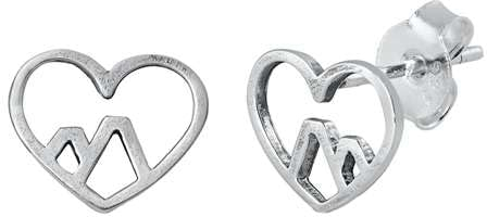 Sterling Silber 925 Herz & Berg Ohrstecker Ohrringe