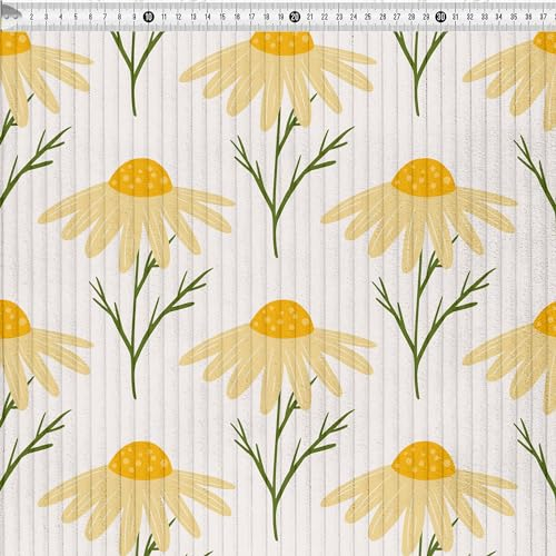 DreamRoots Cord Stoff Meterware Bedruckter Blumen Gewicht 380 g/m2 - Polsterstoff Cord Meterware 140 cm breit - Möbelstoff Meterware - Breitcord Meterware