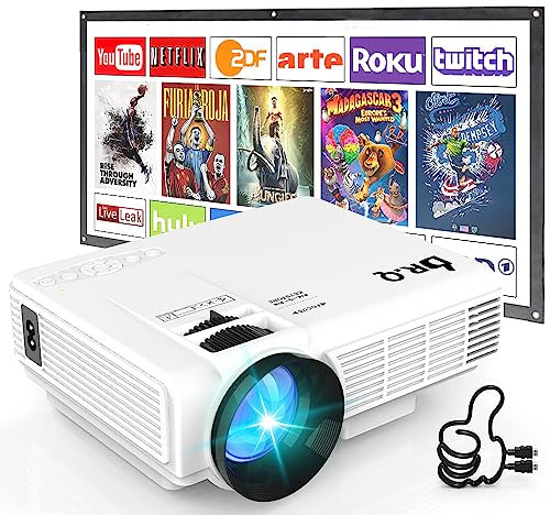 Mini Projector Full HD 1080P Support, Upgraded 9000 Lux LED Portable Projector for Bedroom, Multimedia Home/Outdoor Theater Movie Projector, Compatible with Smartphone/Laptop/TV Stick