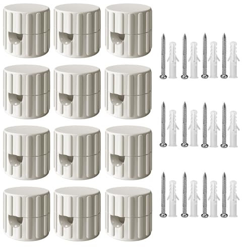 QuirkLz 12 Stück Affenschaukel Aufputz-Kabelhalter – Schraubbare Kabelhalter für Affenschaukel Lampe & Textilkabel, Zweiteilige Wand- und Deckenpins mit Schrauben und Dübeln (Weiß)