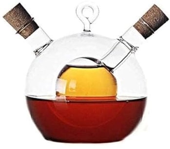 OXOAMP Ölflaschen Olivenöl-Spenderflasche, Öl- und Essig-Menge, Öl- und Essigflaschen-Menge aus Glas, 2-in-1-Olivenöl-Spender Flasche
