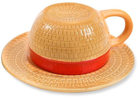 parknshop One Piece Anime Merch Fun Coffee Mugs,Luffy's Hat One Piece Manga Tea Milk Coffee Cup Gift for Birthday Decorations,Anniversary