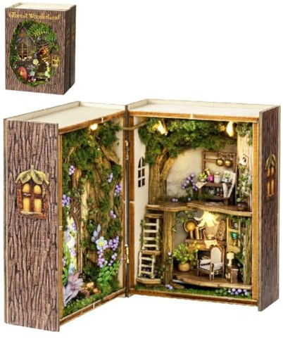 Miniatur-Raum-Set, Garten/Wald/Geschäft, Basteln, Hobbys für Teenager, Geschenke, Erwachsene, Dekoration für Damen/Herren, Mini-Buch, 3D-Kits für Puppen, Holzhäuschen, 3D-3D-Bausätze, handgefertigte