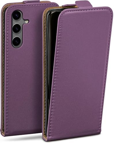 moex Étui de protection à rabat pour Samsung Galaxy S24 - Avec protection à 360 ° - Avec film de protection d'écran - En cuir synthétique - Violet