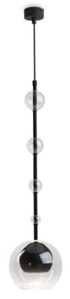 Licht-Erlebnisse Hängeleuchte Glas Metall rund D: 16 cm H: max. 362,5 cm verstellbar Schwarz GU10 Modern Hängelampe Küche Kugellampe Decke Pendelleuchte Esstisch