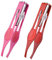 POFET Lot de 2 Pinces à épiler avec lumière LED, Pince à épiler en Acier Inoxydable avec lumière pour Une épilation précise des Cils et des Sourcils pour Hommes et Femmes (Rose et Rouge)