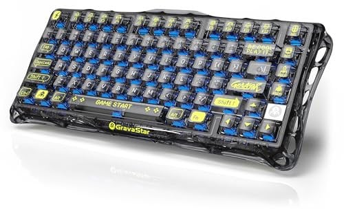 GravaStar Mercury K1 Lite Tastiera Meccanica da Gioco con BT5.0/2.4G/USB-C, Gasket Hot Swappable Wireless Gaming Keyboard con Retroilluminazione RGB, 75% Layout QWERTY Tastiera senza fili per Win/Mac