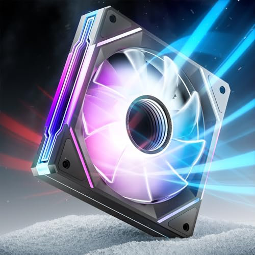 AsiaHorse RGB PC Lüfter 120MM Gehäuselüfter 1Stück [Infinity Mirror] [HDB] 1800RPM 5V3PIN ARGB und 12V4PIN PWM Lüfter, 50,000 Stunden Lebensdauer AMICI5GT Schwarz