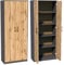 Aktenschrank mit 5 Fächern Mehrzweckschrank Haushaltsschrank in mattem Finish mit 4 Einlegeböden und 2 Türen, 74 cm breit aus Laminatplatte und hochwertigen Polymergriffen Graphit Eiche