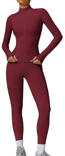 JN JANPRINT Women's 2pcs Gym Sets Tracksuit Sweatsuit Yoga Suit Long Sleeve Activewear Zip Up Top Workout Leggings Fitness Clothing